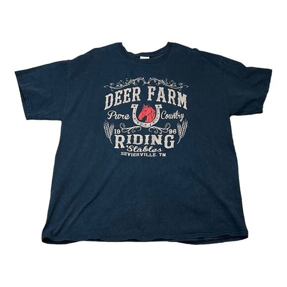 Vintage Equestrian Deer Farm Riding Horse Graphic Tee - Picture 1 of 3